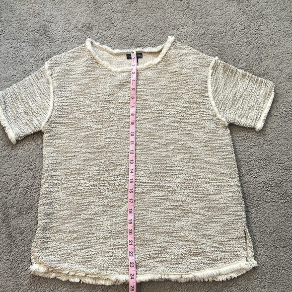 The Limited Cream Textured Tweed Fringe Sweater Shirt | Size Medium - Picture 9 of 11